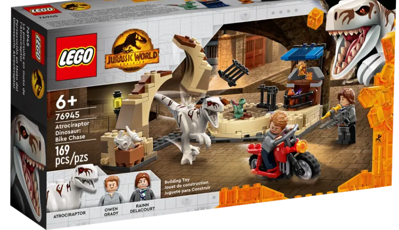 LEGO Jurassic World - 76945 - Dinosaure atrociraptor : poursuite en vélo